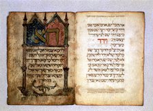 Haggadah of Poblet, illuminated manuscript of the Haggadah of Pesah that is part of the Talmud, c…