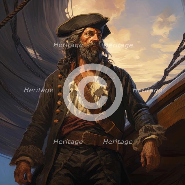 AI IMAGE - Portrait of Blackbeard, early 18th century, (2023). Creator: Heritage Images.