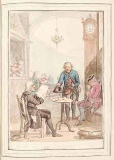 Coffee House, Rome, leaf from 'A Collection of Dresses by David Allan Mostly from Nature', 1776. Creator: David Allan.