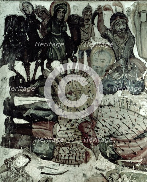 The enemy executes the prisoner in the presence of Imam imprisoned and chained to the back of a c…