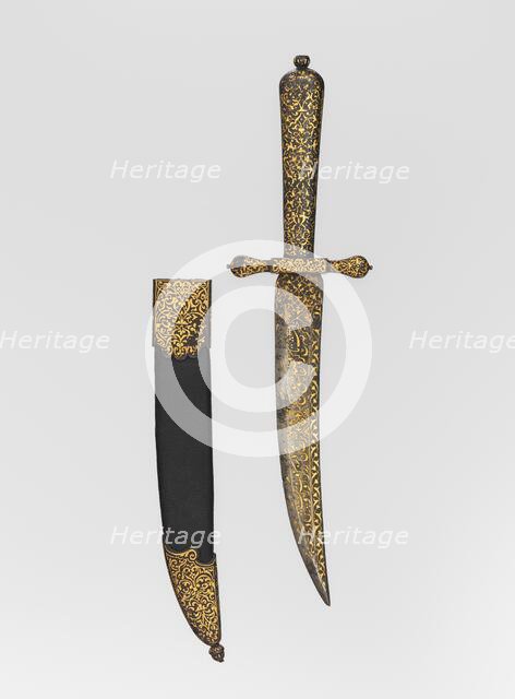 Dagger with Sheath, blade, Turkish; hilt and scabbard, European...blade, mid-16th century. Creator: Unknown.