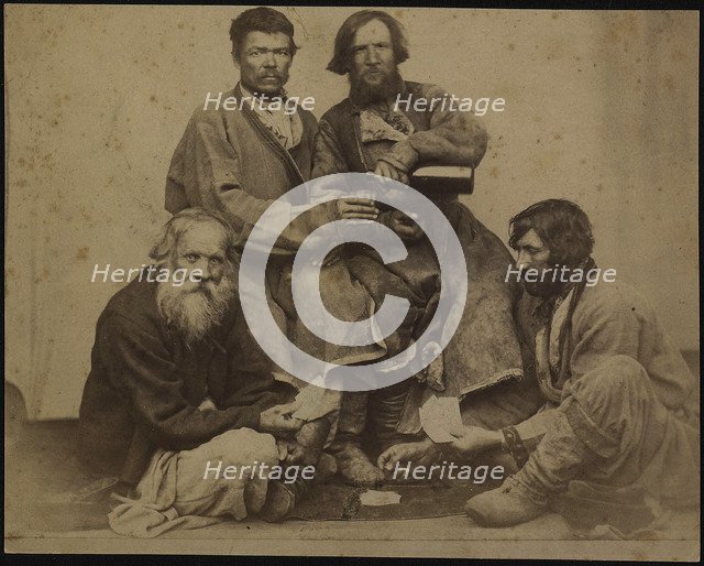 A group of drunk men in Siberia, 1860s-1870s.