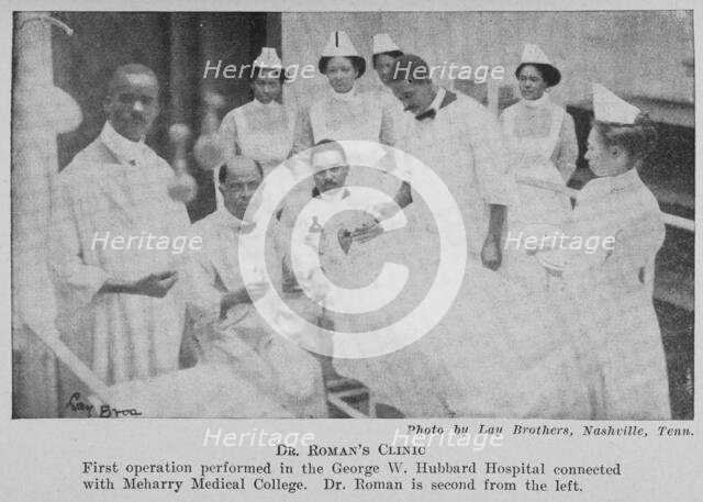 Dr. Roman's clinic; First Operation performed in the George W. Hubbard Hospital..., 1922. Creator: Unknown.