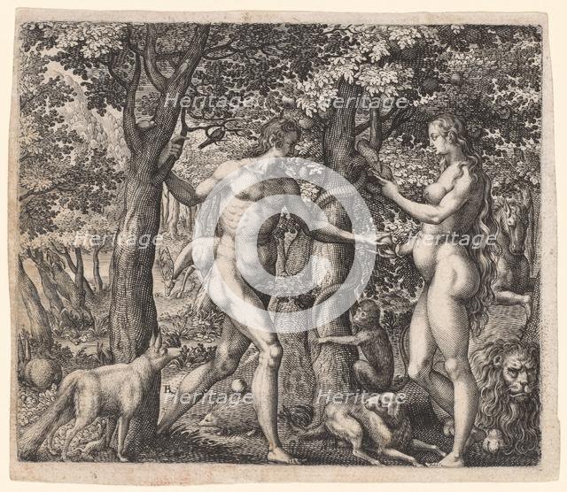 Adam and Eve, late 1500s. Creator: Robert Boissard (French, 1570-aft 1603).