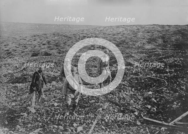 Chaplain & stretcher bearers, France, 27 Aug 1917. Creator: Bain News Service.
