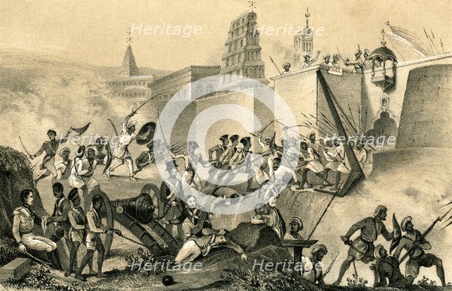 'The last effort of Tippoo Saib at Seringapatam', 1799, (1847). Artist: Unknown