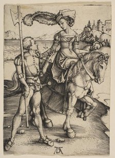 The Lady on Horseback and the Lansquenet, ca. 1497. Creator: Albrecht Durer.