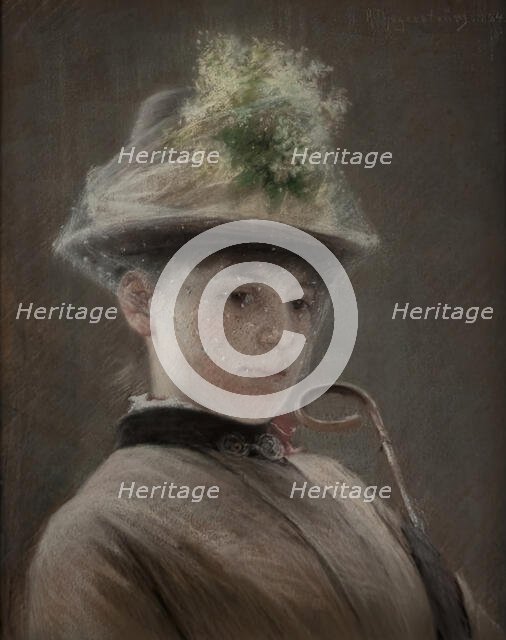 Young woman with hat, 1884. Creator: Robert Thegerstrom.