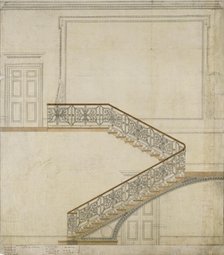 Design, as executed, for the great staircase, Burlington House, Piccadilly, Westminster..., 1817. Creator: Samuel Ware.