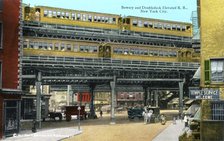 Double deck railway, the Bowery, New York City, New York, USA, 1916. Artist: Unknown