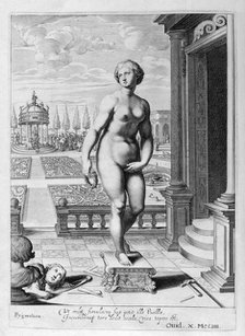 Pygmalion is enamoured with a statue he has made, 1655. Creator: Unknown.