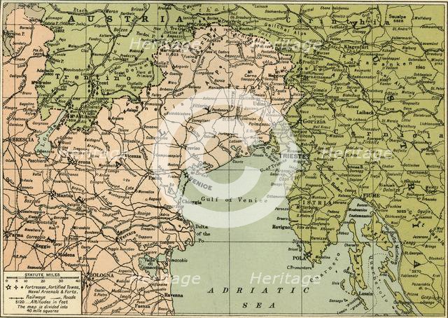 'Map of the Italian Fighting Front', 1919. Creator: George Philip & Son Ltd.