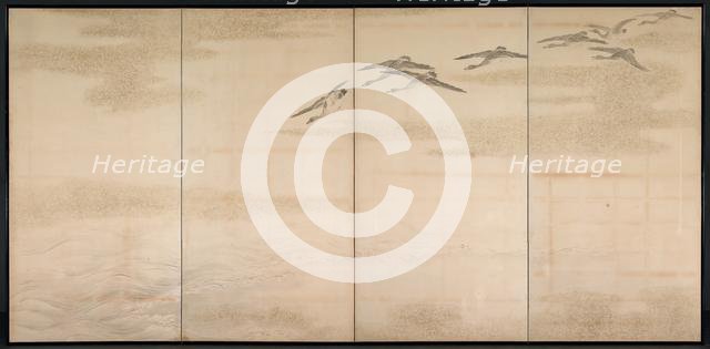 Geese, Reeds and Water, 1800s. Creator: Yamamoto Baiitsu (Japanese, 1783-1856).