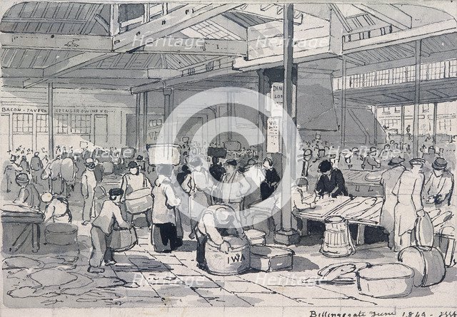 Billingsgate Market, London, 1849. Artist: IWA