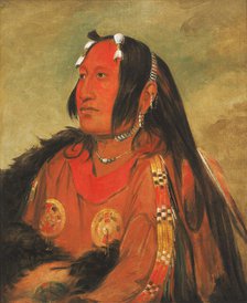 Wi-jún-jon, Pigeon's Egg Head (The Light), a Distinguished Young Warrior, 1831. Creator: George Catlin.