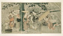 Sheltering from a Sudden Shower, Japan, c. 1799/1800. Creator: Kitagawa Utamaro.