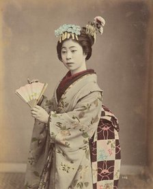 Young Woman with Fan, 1870s-1890s. Creator: Kusakabe Kimbei.