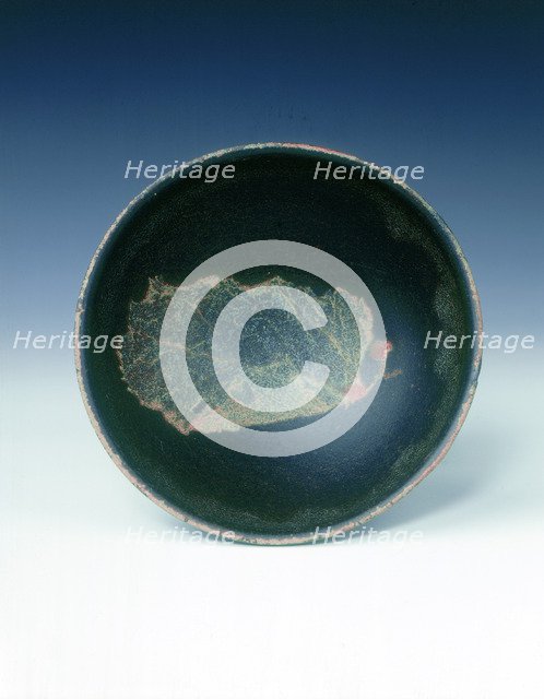 Jizhou stoneware bowl with skeleton leaf design, Southern Song dynasty, China, 12th century. Artist: Unknown