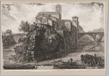 Views of Rome: The The Isola Tiberina, 1775. Creator: Giovanni Battista Piranesi (Italian, 1720-1778).