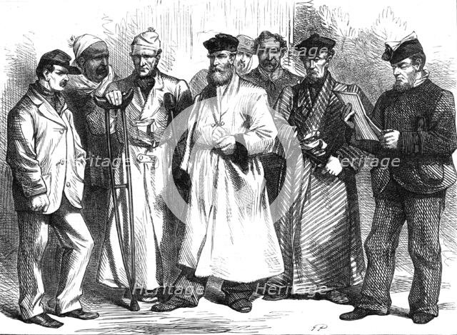 Convalescent soldiers at the Protestant Ambulance, Bordeaux, 1871. Creator: Unknown.