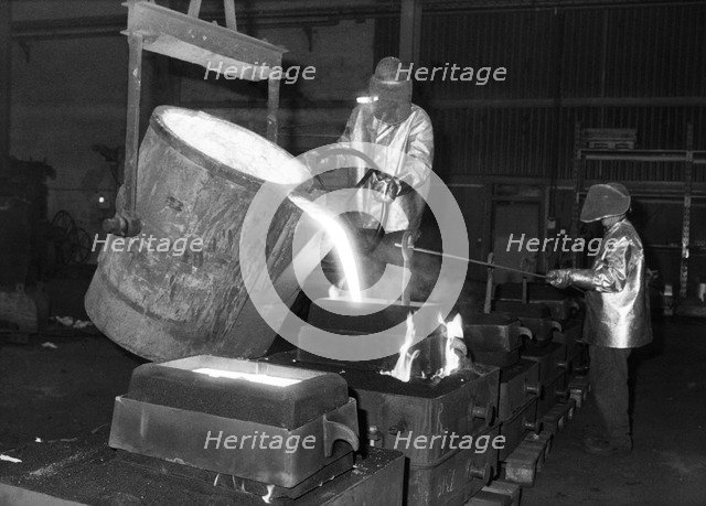 Pouring molten steel, Kockums shipyard, Malmö, Sweden, 1984. Artist: Unknown