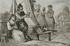 Russian merchant makes calculations by means of an abacus, 1839.  Creator: Augustin François Lemaitre.