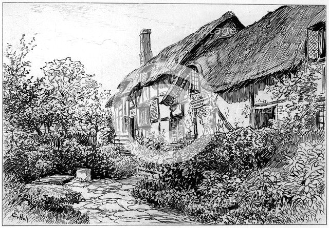 Anne Hathaway's cottage at Shottery, Stratford-upon-Avon, Warwickshire, 1885. Artist: Edward Hull