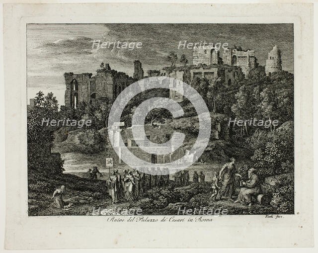 Ruins of the Palace of the Caesars in Rome, plate eight from Die Römische Ansichten, 1810. Creator: Joseph Anton Koch.