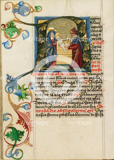 Initial R: The Circumcision; Prayer Book, about 1470-1480. Creator: Workshop of Valentine Noh.