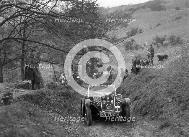 Singer Le Mans competing in the MG Car Club Abingdon Trial/Rally, 1939. Artist: Bill Brunell.
