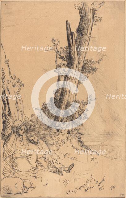 Travelers Resting (Les voyageurs fatigues). Creator: Alphonse Legros.