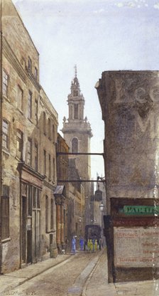 Garlick Hill, City of London, 1882. Artist: John Crowther