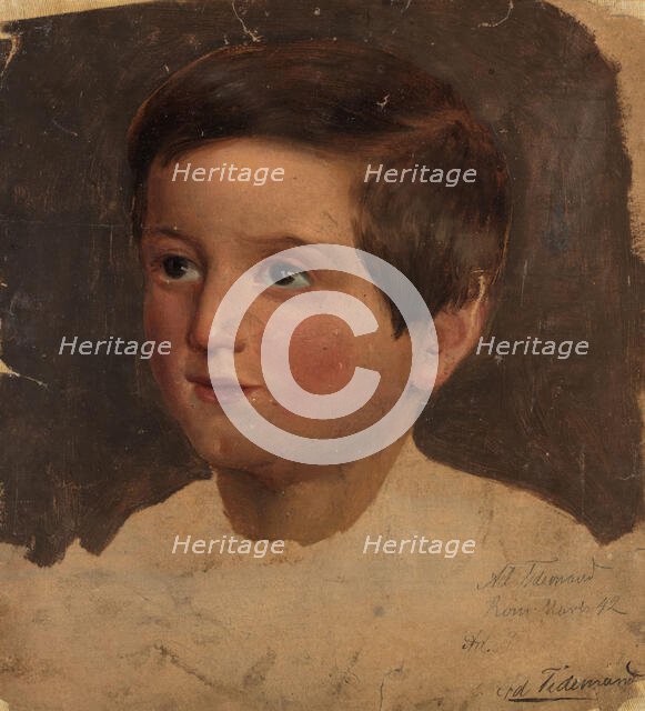 Portrait Study of a Boy, 1842. Creator: Adolph Tidemand.
