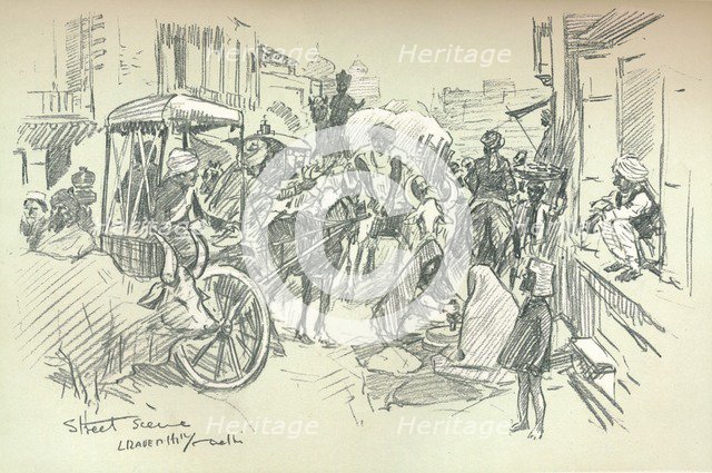 'A Street Scene in Delhi', c1903. Artist: Leonard Raven-Hill.