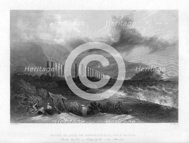 The ruins of Soli, or Pompeiopolis, Turkey, 1841.Artist: J H Kernot