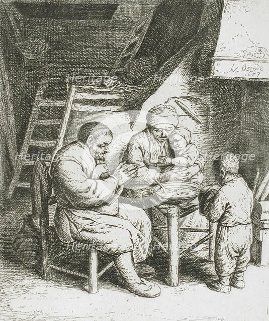 Saying Grace, 1653. Creator: Adriaen van Ostade.