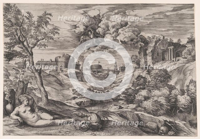 Ruggiero Rescuing Angelica, 1565. Creator: Cornelis Cort.