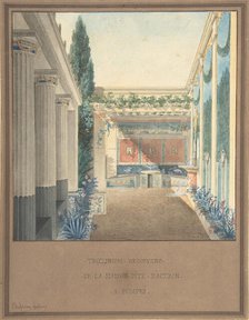 Triclinium, Excavated in the House of Actaeon, Pompeii, ca. 1824. Creator: Charles Frederic Chasseriau.