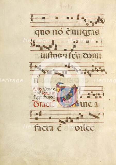 Decorated Initial V; Gradual, about 1460-1480. Creator: Unknown.