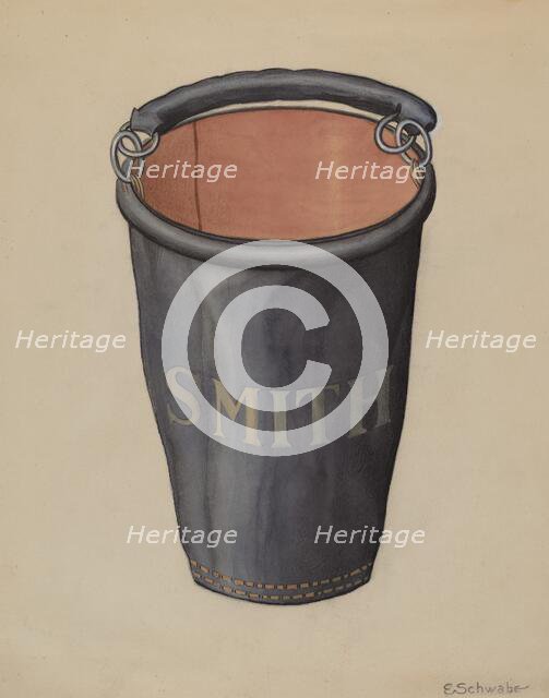 Leather Fire Bucket, c. 1936. Creator: Erwin Schwabe.