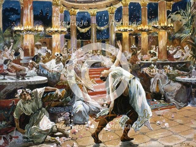 Pagan feast in the palace of Emperor Nero, 1920. Creator: Fernández-Checa y Saiz, (1860-1916) .