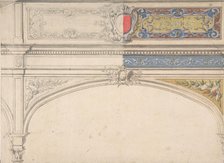 Design for Decorated Archway, Monaco Pavillion, 1878. Creators: Jules-Edmond-Charles Lachaise, Eugène-Pierre Gourdet.