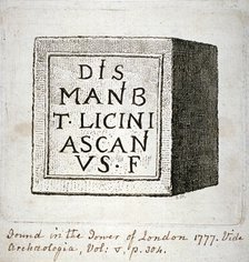 Copy of an inscription found in the Tower of London, 1777. Artist: Anon