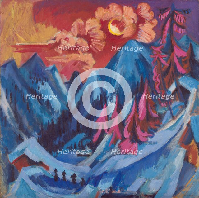 Winter Landscape in Moonlight, 1919. Creator: Ernst Kirchner.