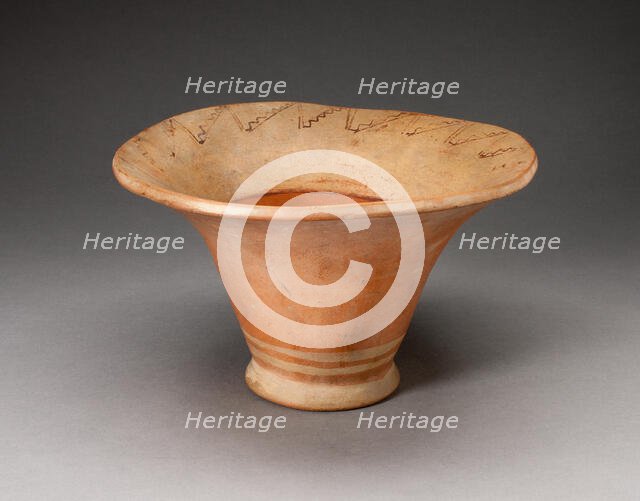 Flaring Bowl Depicting a Stepped Zigzag Motif on Inner Rim, 100 B.C./A.D. 500. Creator: Unknown.