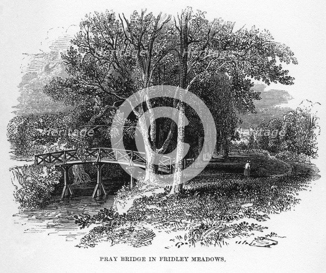 Pray Bridge in Fridley Meadows, Surrey, 19th century. Artist: Unknown