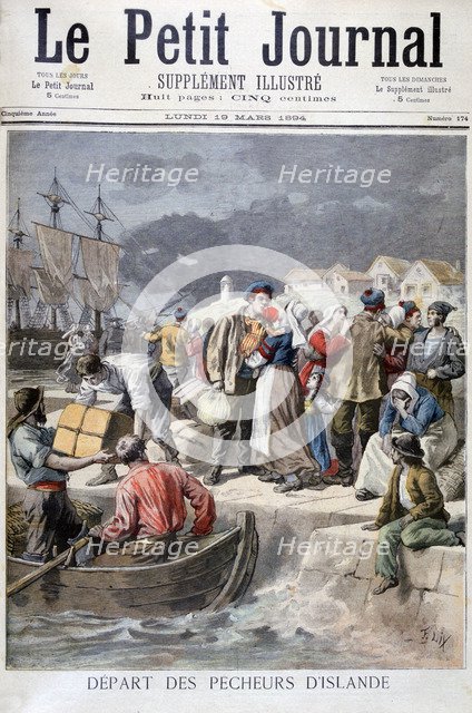 Departure of the Icelandic fishermen, 1894. Artist: Frederic Lix