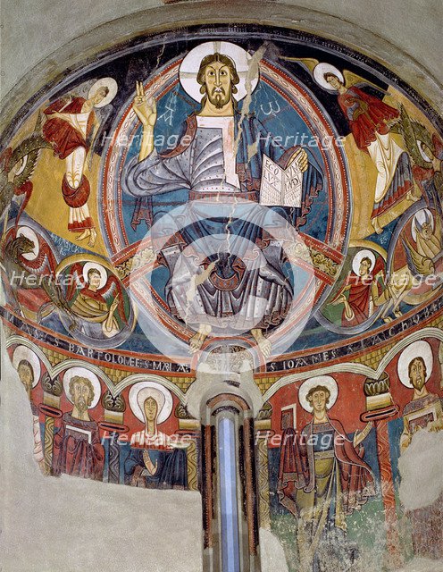 Pantocrator in the apse of the church of Sant Climent de Taüll in the Vall de Boi (Boi Valley), A…