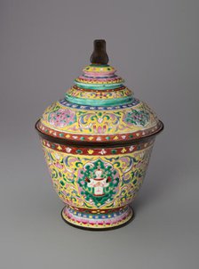 Bencharong (Five-Colored) Ware Jar with Tiered Cover, 18th/19th century. Creator: Unknown.