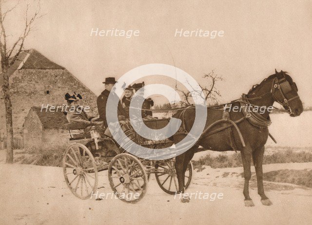'Men and women in a horse-drawn carriage', 1937. Artist: Louis Guichard.